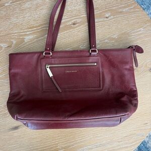 Cole Haan Burgundy Pebbled Leather Tote